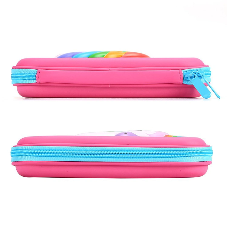 Hot Pink Hard Shell Portable Unicorn EVA Waterproof 3D Printing PU Pen Pencil Stationery Bag Case