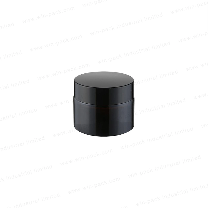 Amber Color Glass Cream Jar Round Shape Glass Container with Black Plastic Screw Cap 30g 50g