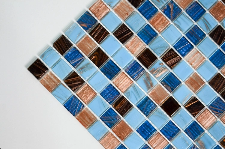 Mixed Blue Color Hotmelt Glass Mosaic Tile for Bathroom