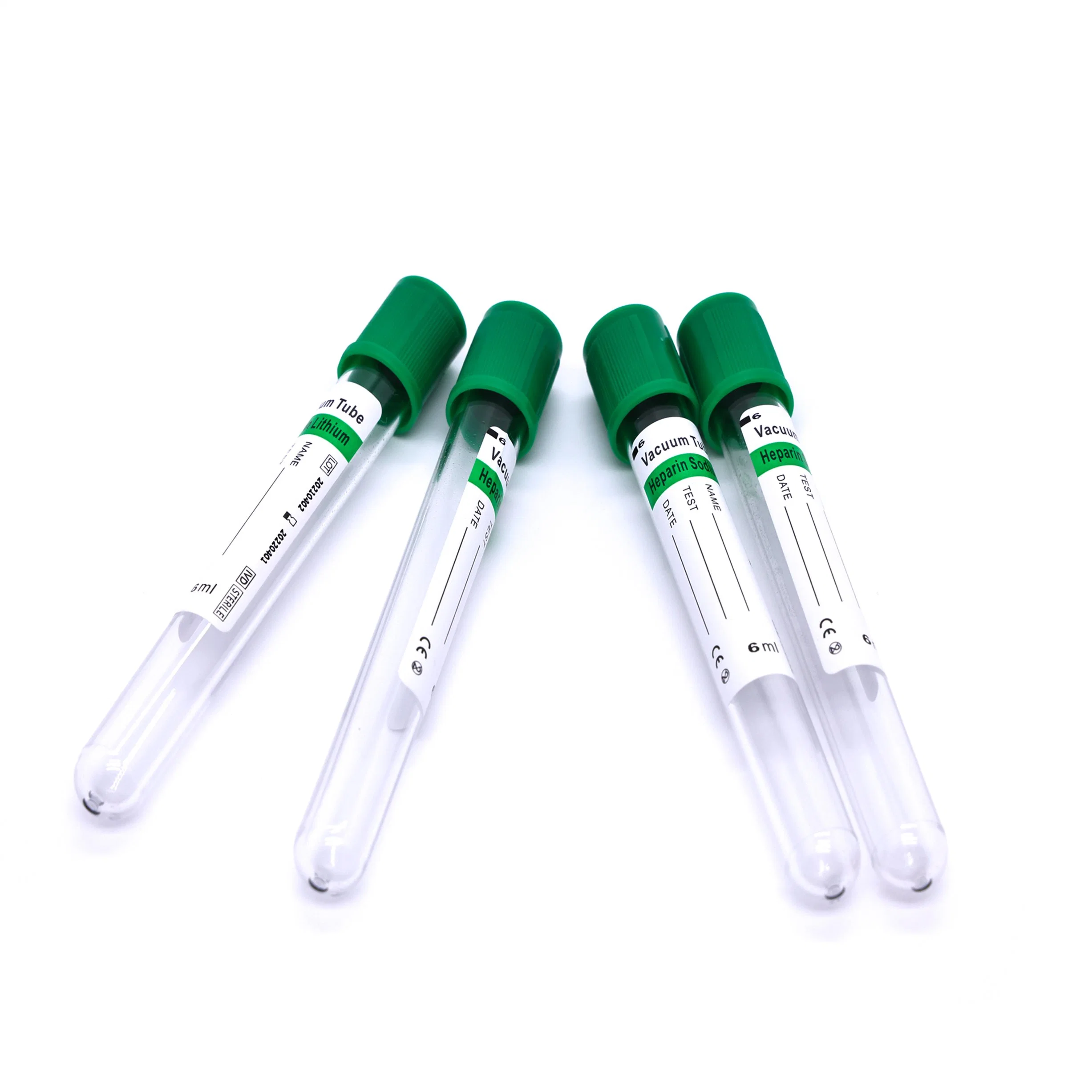 Green Head Lithium Blood Collection Tube Green Heparin Lithium Vacuum Tubo de extracción de sangre