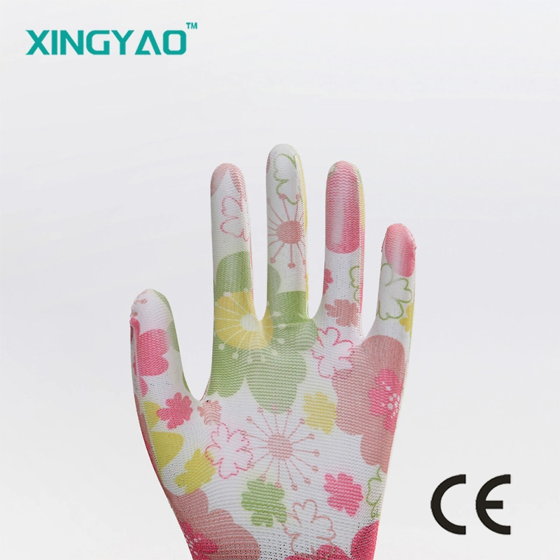 Color PU Printing Wear-Resistant Safety Work Gloves Work Garden Gloves