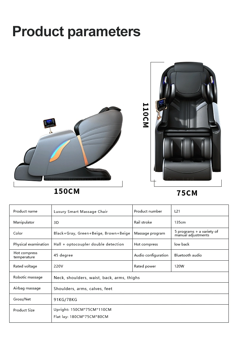 Jingtop Factory Wholesale/Supplier Touch Screen Remote Control Space Saving Massage Chair