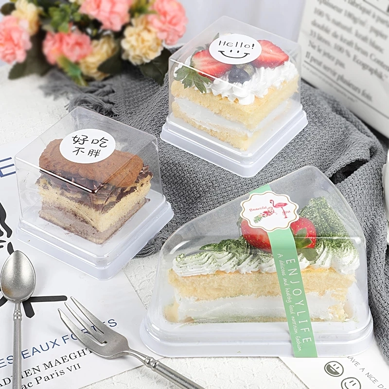 Thickened Triangle Square Cake Box Cut Tea Baking Clear Window Packaging Box