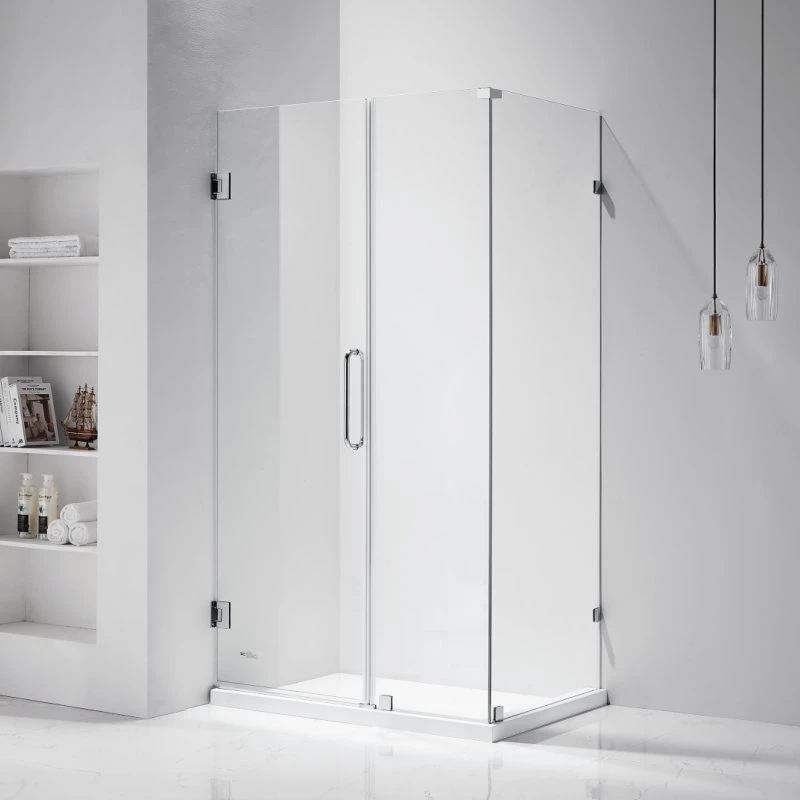 Rectangle Hinged Shower Cabin with Temped Glass Stainless Steel Hardware Shower Rooms