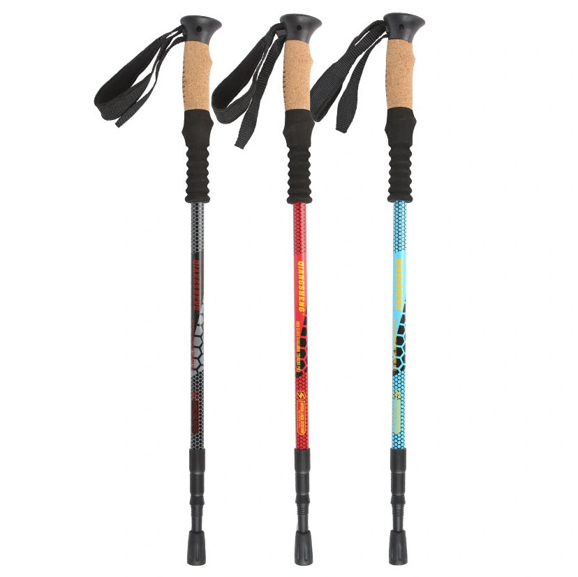 Simple Design Walking Poles Aluminum Adjustable Telescopic Trekking Poles for Camping and Mountaineering