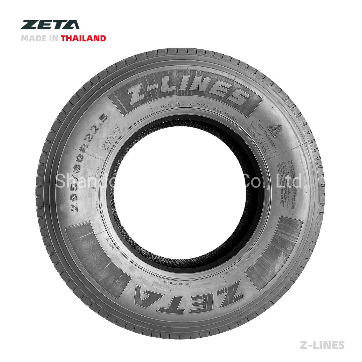 Zeta Brand Thailand Truck Tires Factory 295 80r22.5 315 70r55.5 315 80r22.5 385 65r22.5 7 ans de garantie qualité 250000 kilométrage APPROUVÉ PAR DOT ECE GCC Saso