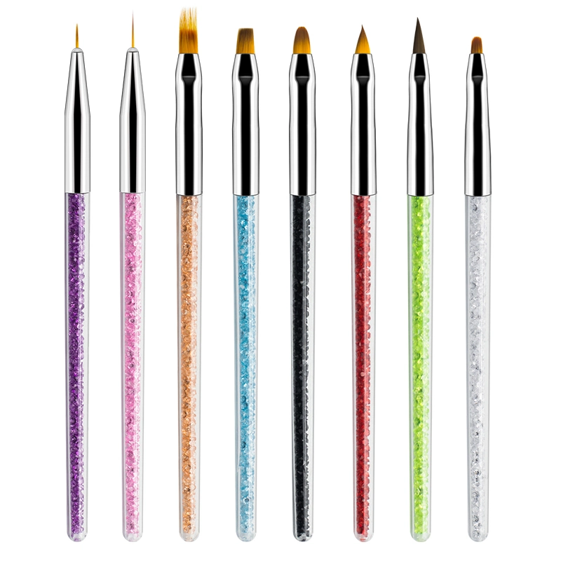 Rhinestone Handle Gel Pen Nail Brush Set