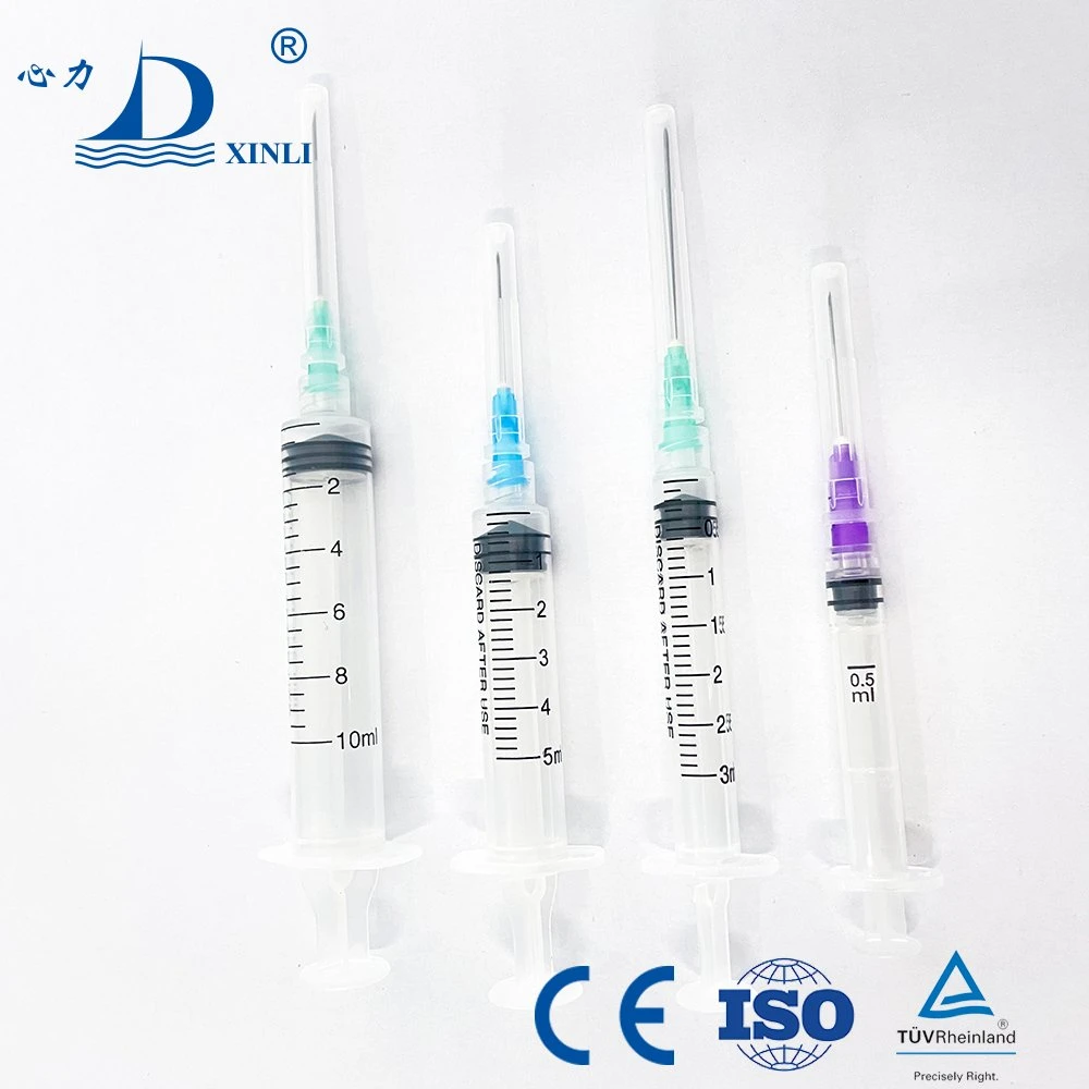 Injection 3 Parts Medical Sterile Auto Destruct Self Destructive Disposable Syringe with Needle