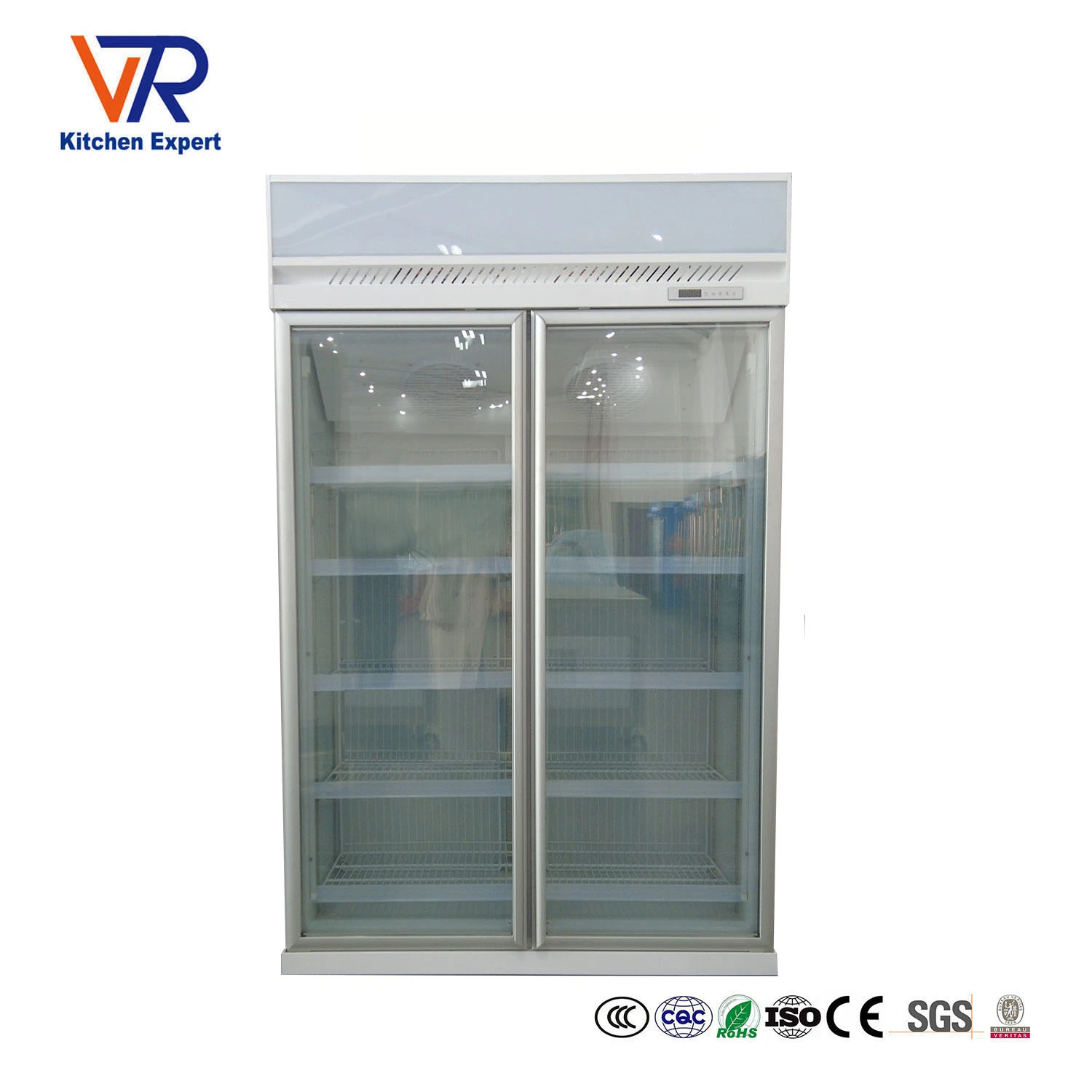 Supermercado Comercial vidrio Doble Puerta vertical Display Freezer nevera Nacional Para bebidas cerveza leche Coke nevera