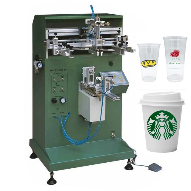 طابعة شبه آلية منحنية الشاشة أكواب / قهوة الورق آلة طباعة الأكواب على شاشة الحرير (HX-2A)