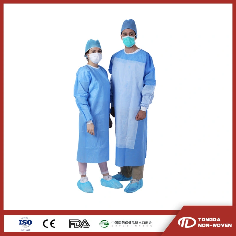 Disposable SMS CE Approved Surgical Gown Knitted Cuff