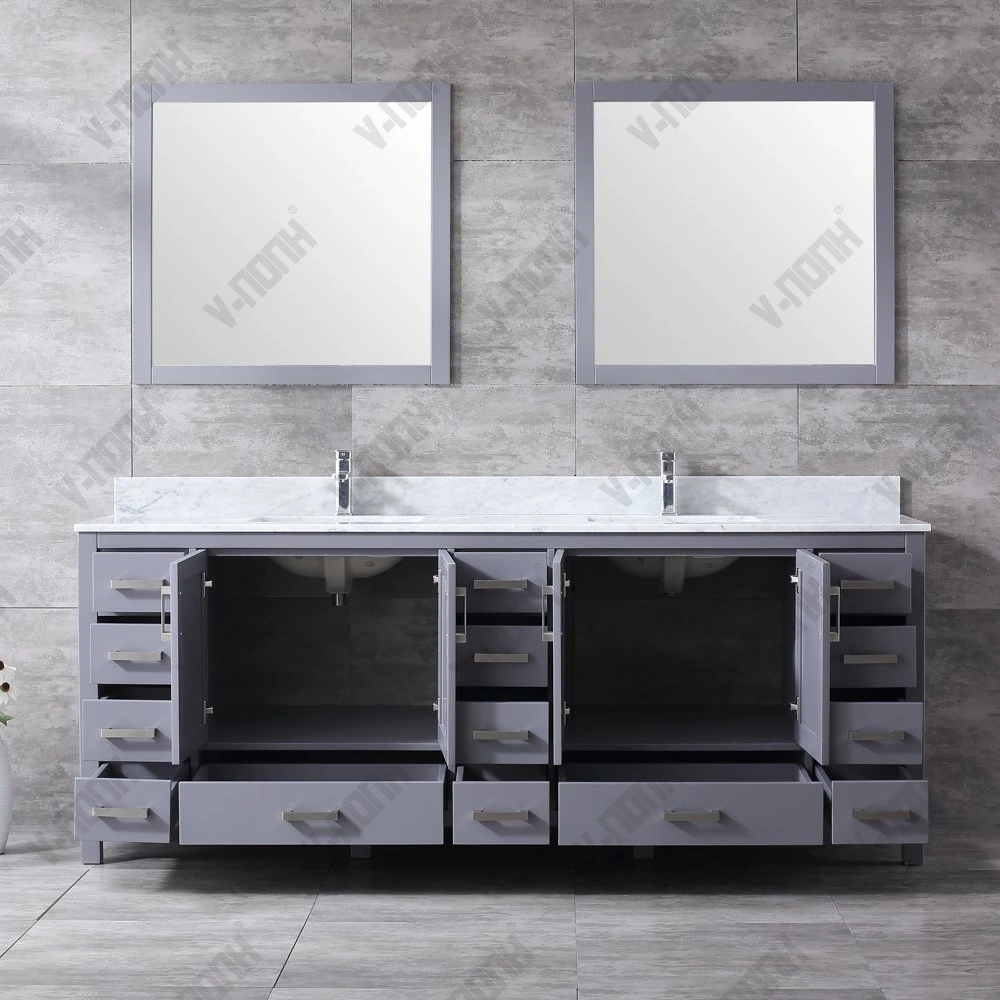 Super Large 84 Inch Solid Wood Double Bathroom Vanity Cabinet Set