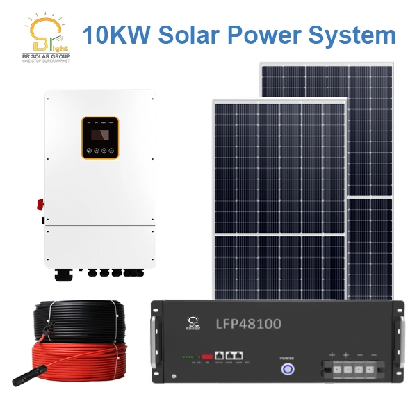 10 kW Off Grid Home Solar PV-Paneelstation komplett Hybrid Power Energiespeicher komplettes Solarstromsystem mit Inverter Lithium-Batterie-Backup