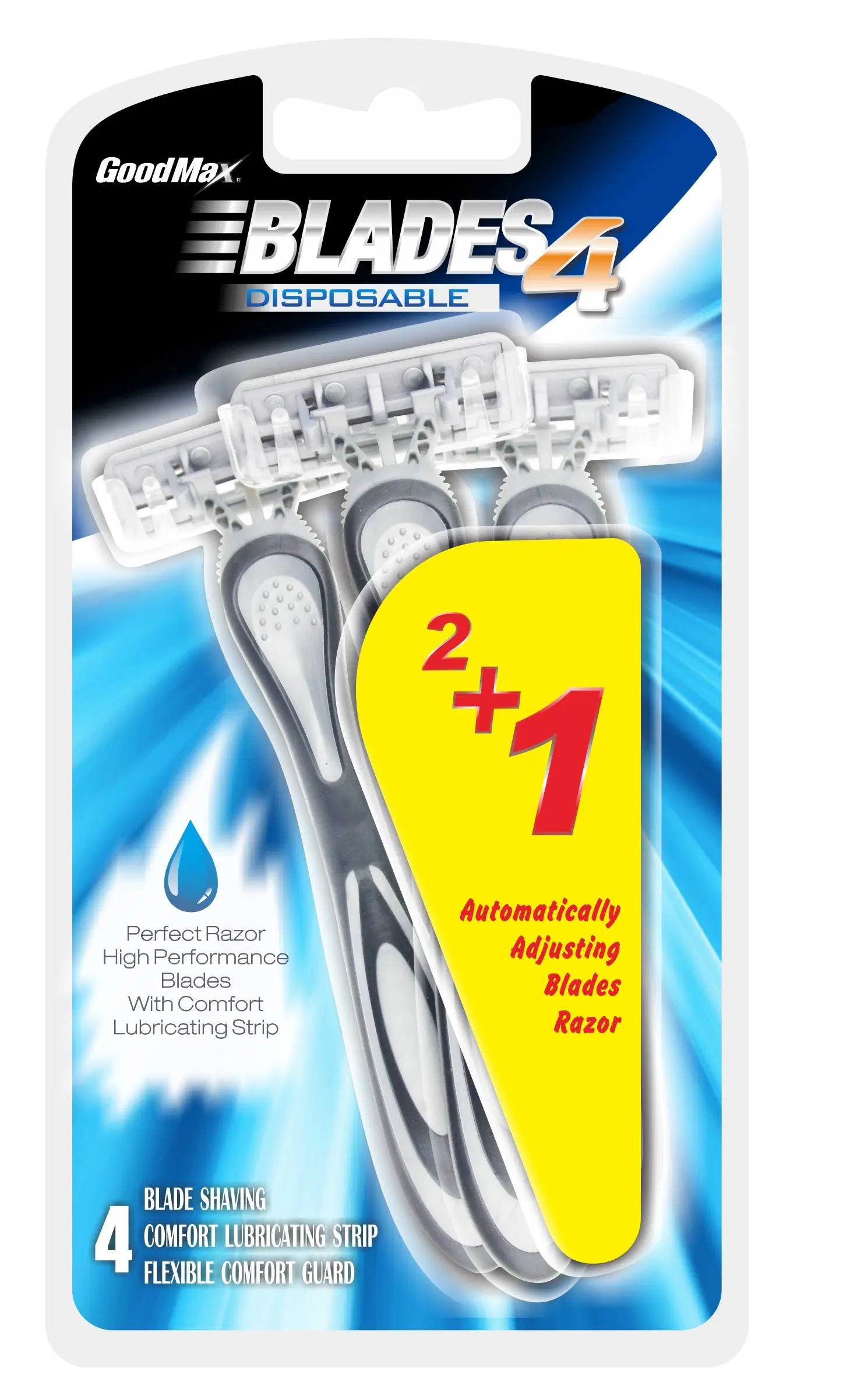 Triple Blade Disposable Razor with Lubricant Strip (Blister card)