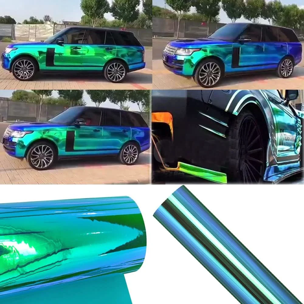 Holographic Rainbow Chrome Car Adhesive Vinyl Wrap Gloss Decal Sticker Film Sheet