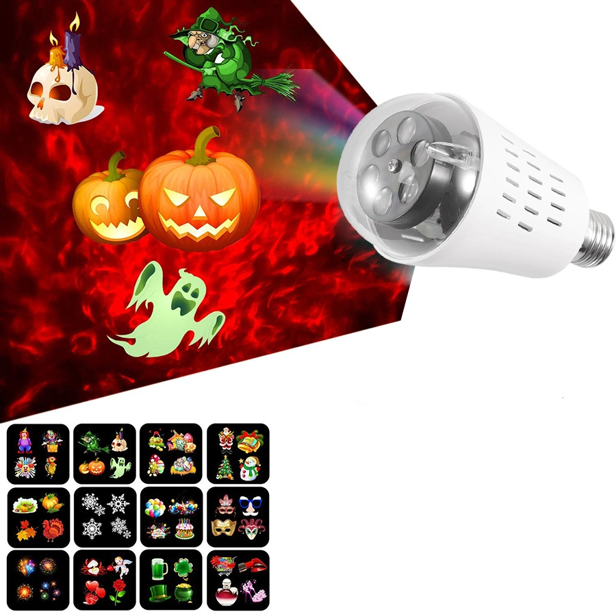 Multi-Color LED Snowflake Projector Light LED Crystal Ball Disco Stage Light Rotate Projection Lights Bulb Lamp for Hristmas, Halloween, Party Heart-Shape