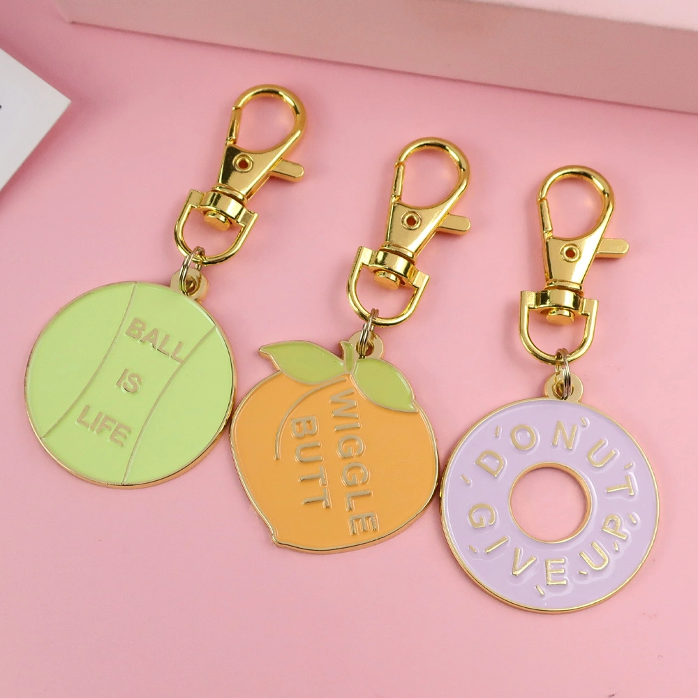 شعار مخصص Promotional Cawaii Cute Metal Key Chain Plant Oval سلسلة مفاتيح المينا على شكل أشكال