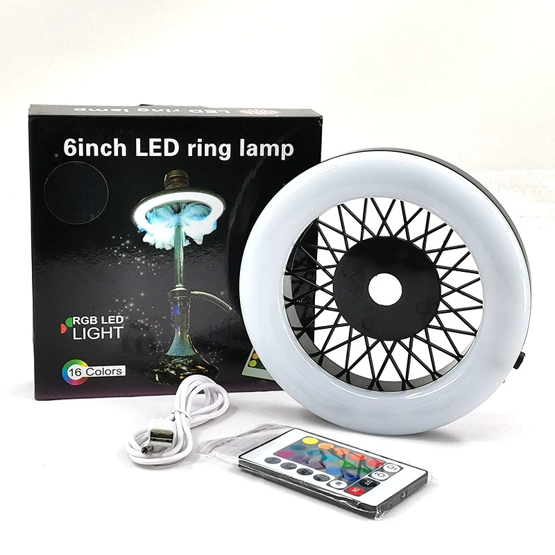 Colorful Arab Hookah LED Light Shisha Narguile 6inch Ring Lamp Panel Travel Sheesha Chicha Accessories Suitable for Bar KTV Shisha Accessoreis