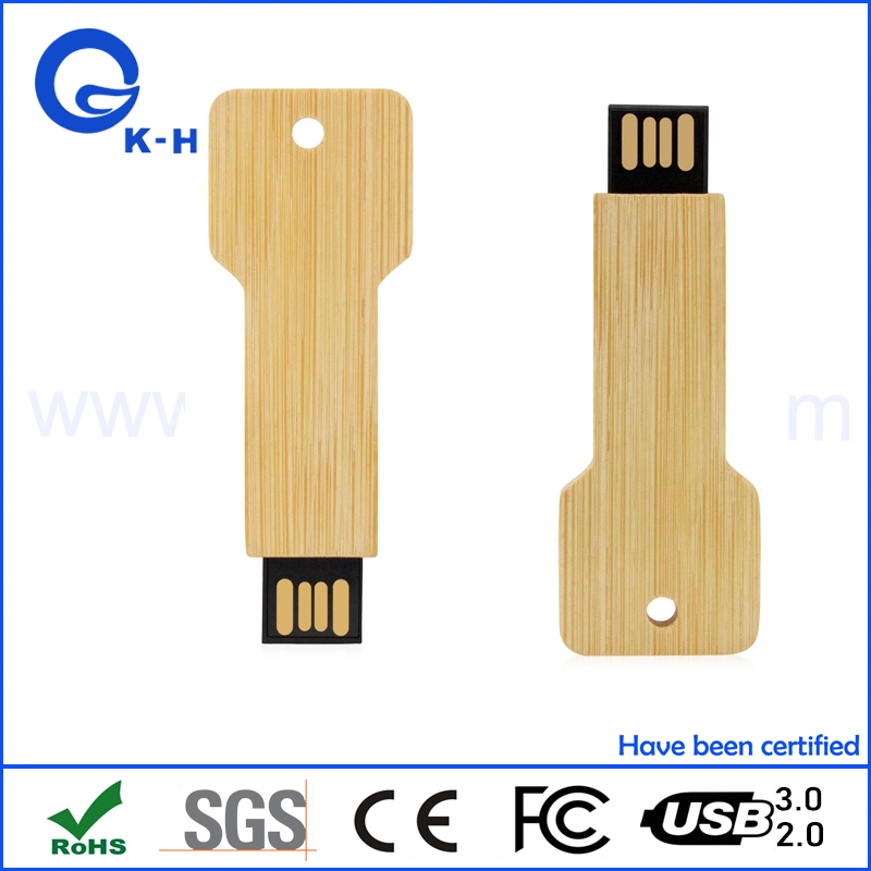 Bambú de madera de forma clave de la unidad de memoria Flash USB 16GB 32 GB 128GB 64 GB.