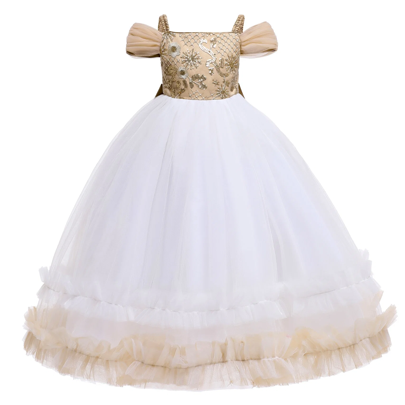 Children Apparel Baby Wear Girls Party Garment Wedding Dress Ball Gown Princess Frock Sweet Long Dress Sleeveless