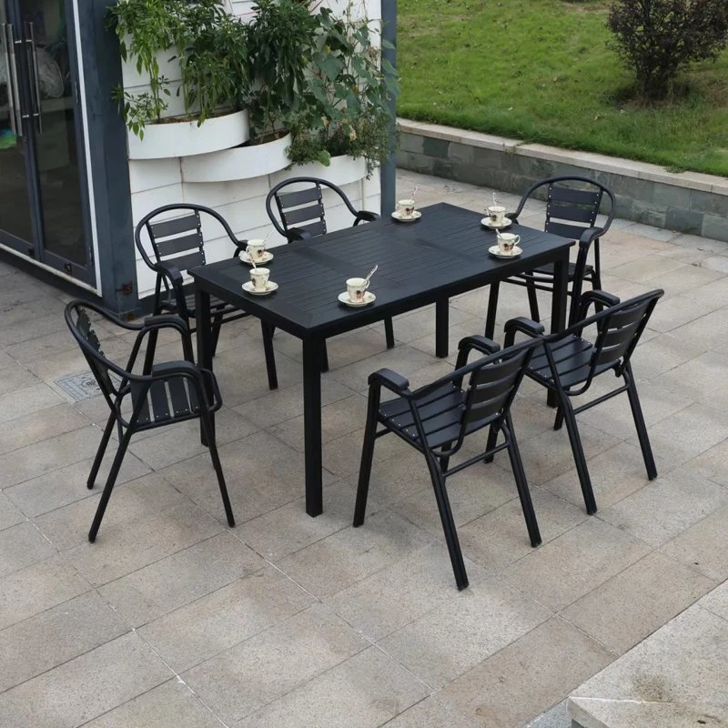 Outdoor Furniture Leisure Outdoor Terrace Courtyard Garden Resort Tables and Chairs Plastic Wood Coffee Tables and Chairs