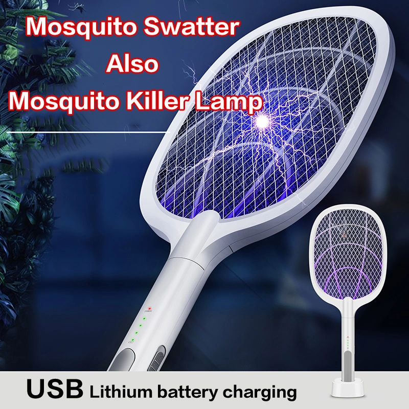 2 en 1 Electric Zapper raqueta y atrapar la luz, 3000 voltios recargables USB Dispositivo de bolsillo gran Zapper para casa, patio interior,