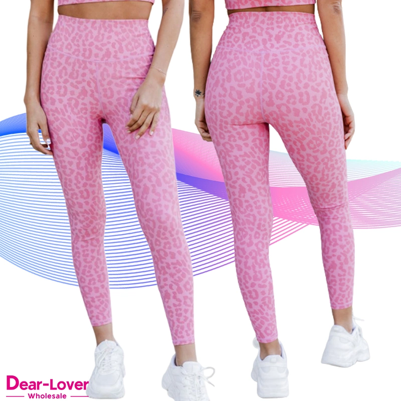 Dear-Lover High quality/High cost performance Fitness Yoga Wear Pink Leopard Print High Waist Gym Wear Seamless Leggings