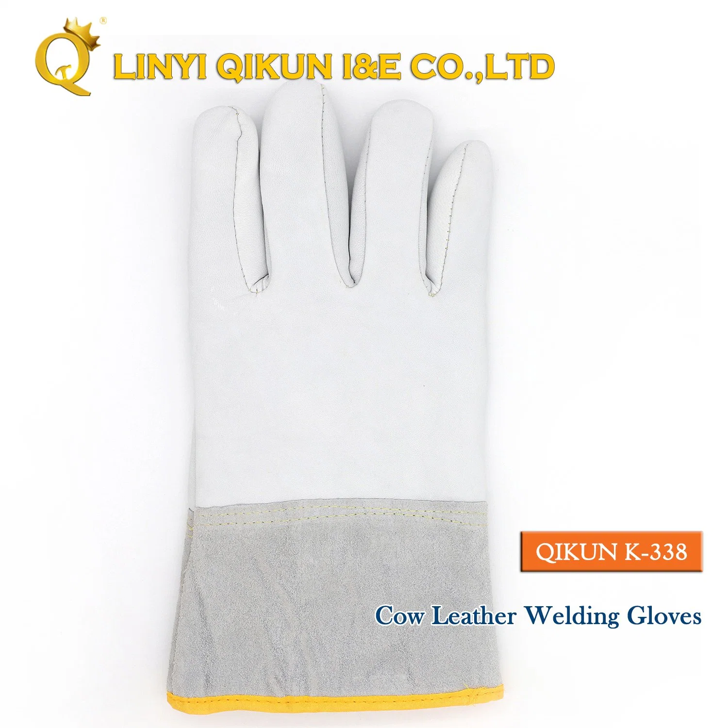 K-338 Cow Split Full Palm Liner Rubberized Cuff Leather Labor Protect Industrial Working Safety Welding Gloves