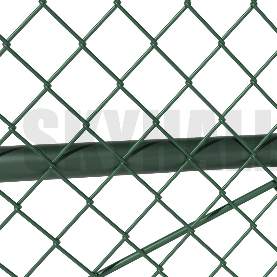 Malha de diamante revestida a PVC Fence Green Chain Link Fence Para uso em jardins e residenciais