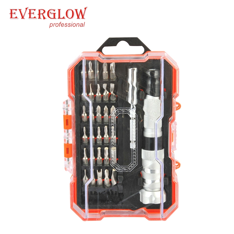 27PC Repair Tools Bits Sockets Ratchet Screwdriver Set with Soft Handle