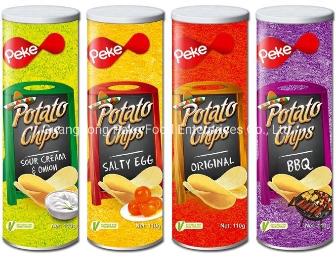 Las pilas de Peke Tortilla de Patatas Fritas Chips de maíz Snacks Alimentos Enlatados las palomitas de maíz fritas