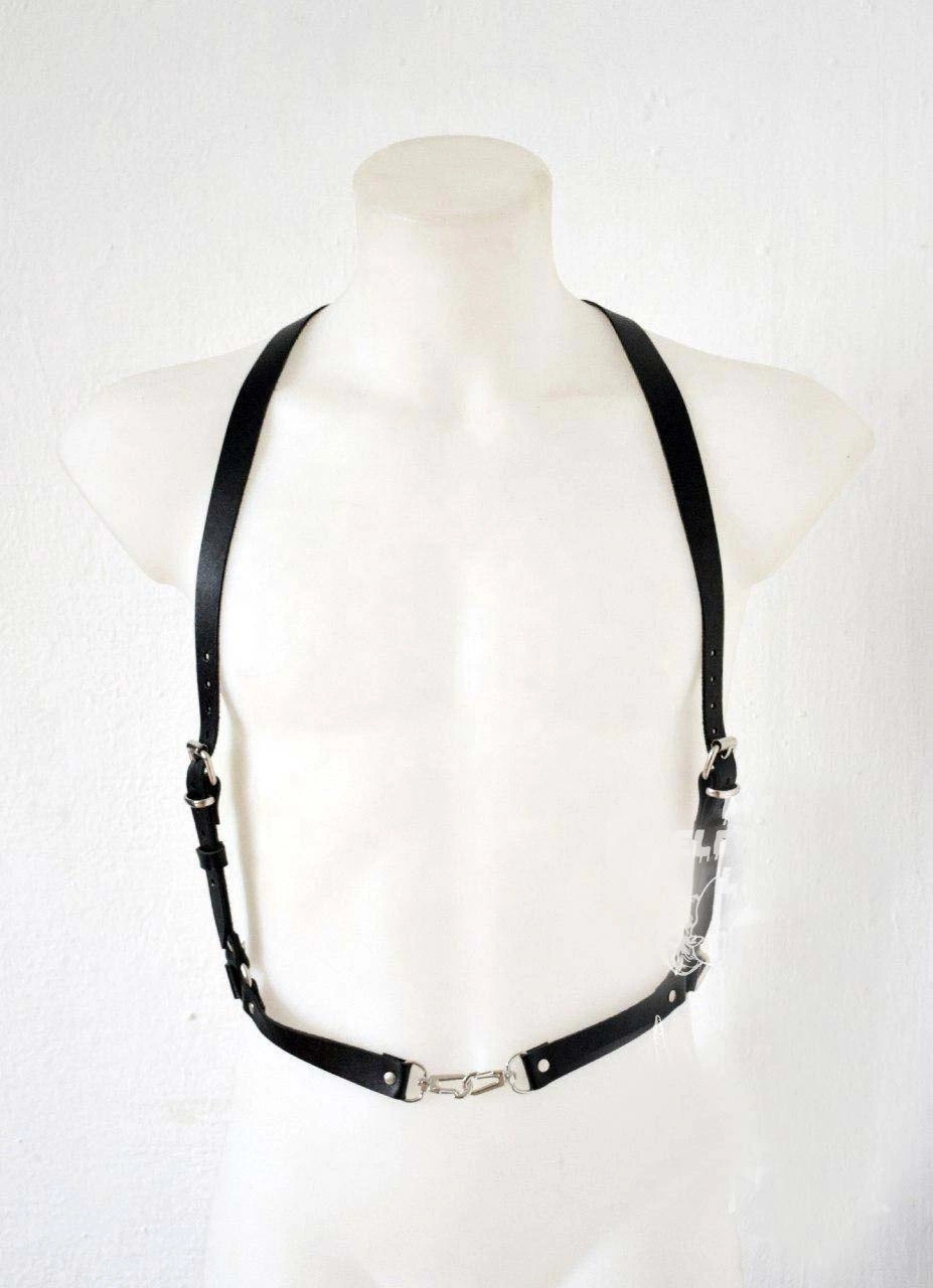 Men Leather Harness Punk Leather Harness Choker Adjustable Bondage Chest Harness Belt