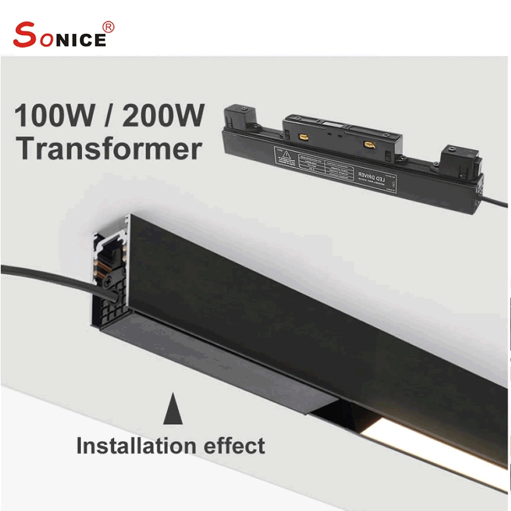 20ty806g12W European Aluminum Trimless Track Rail Linear Magnetic Linear Spotlight