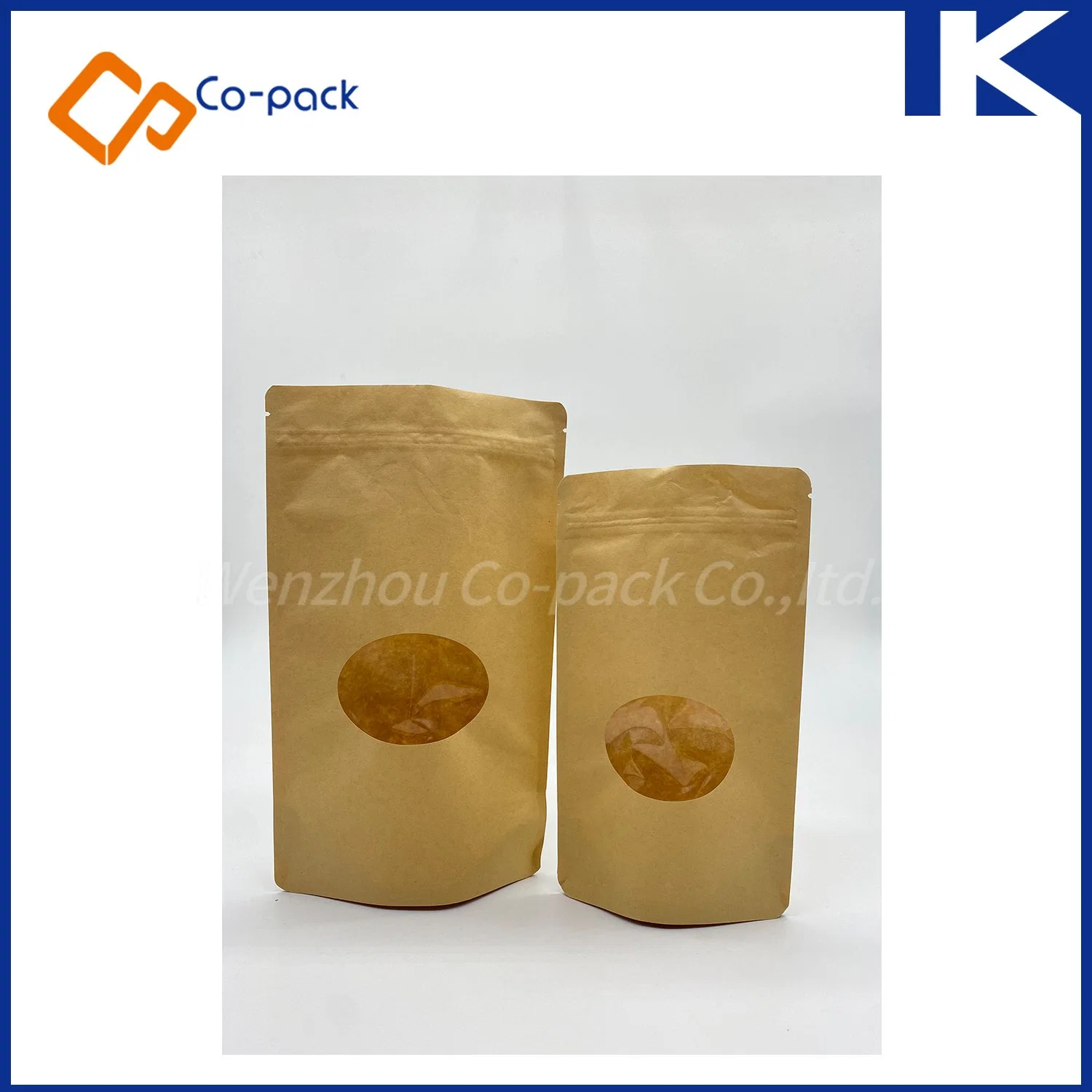 Eco-Friendly Kraft Biodegradable Stand up Pouch Resealable Food Packaging Bag