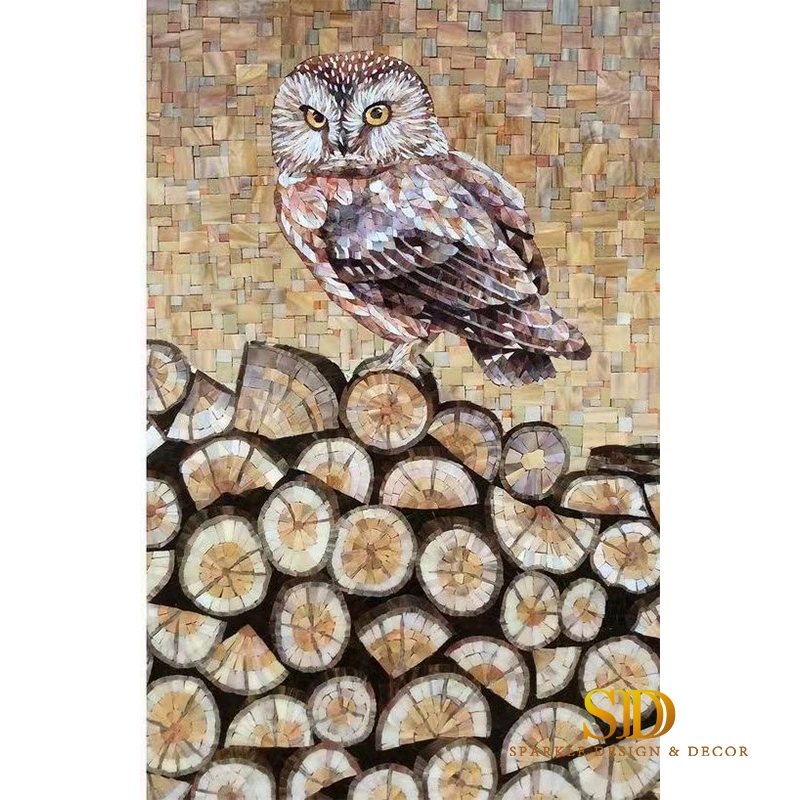 Hand Made Customized Animal Glass Mosaic Murals Glass Mosaic Wall Artwork for Sale