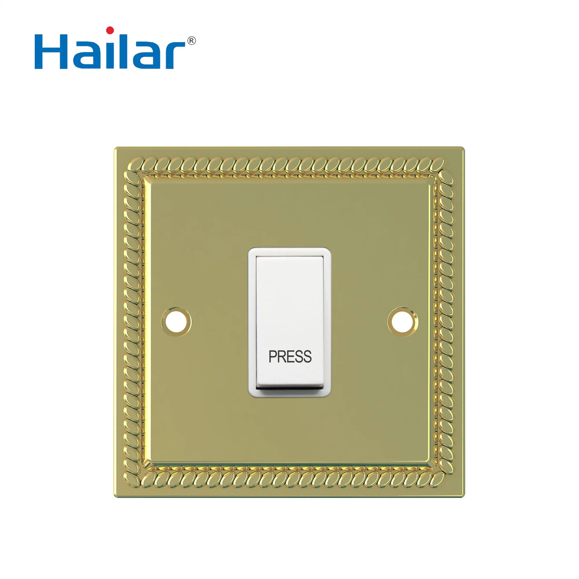 Hailar Polished Brass 10AMP Door Press Bell Switch UK Standard