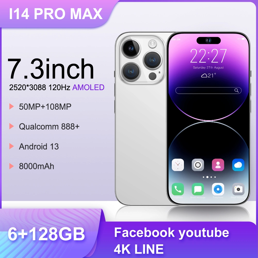 Celular inteligente de marca nova em promoção I14 PRO Max 16GB 1t, 8GB 512GB, 3GB 64GB, celular inteligente Android, telefones móveis Viqee OEM/ODM.