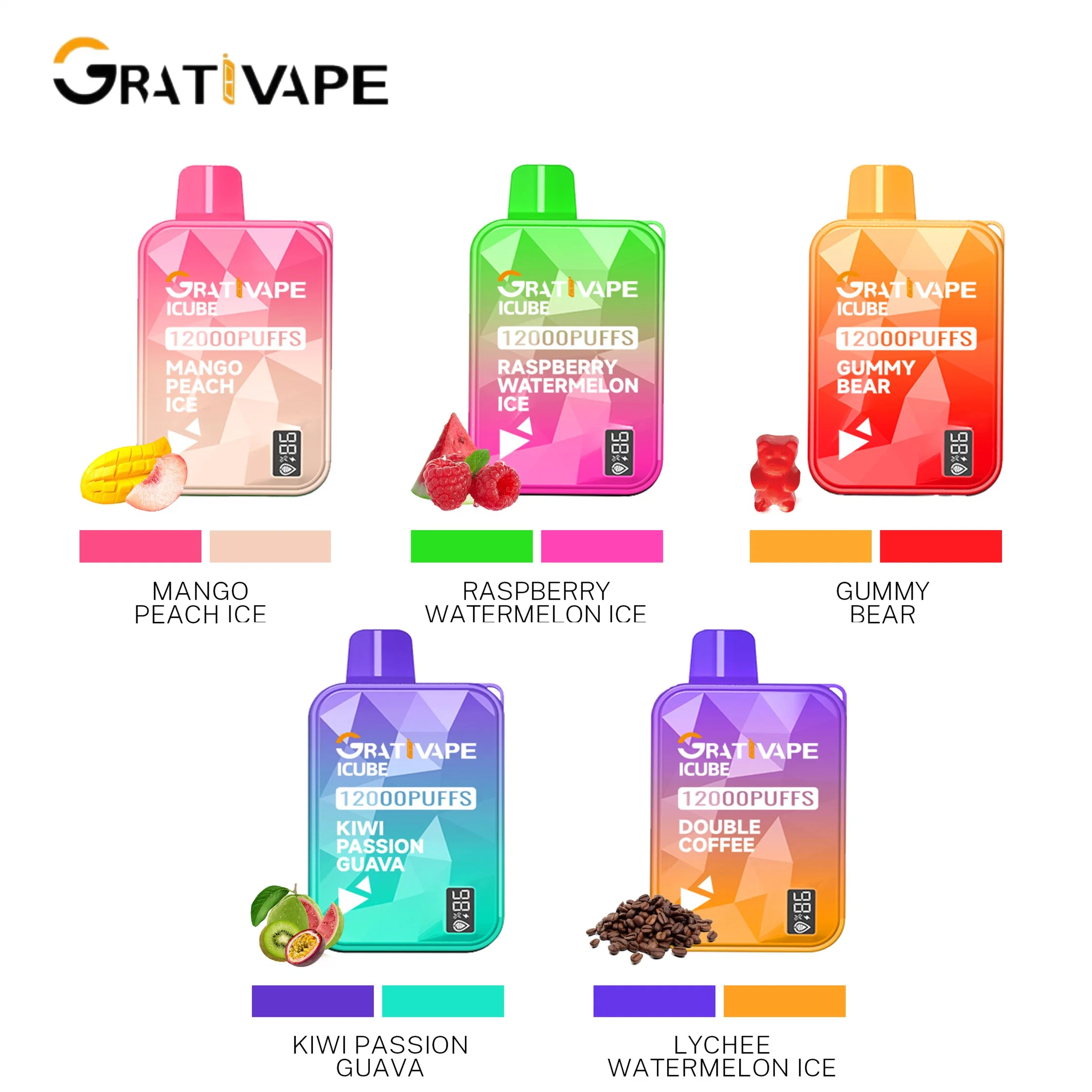 Grativape Icube 12000 Puffs 5 Geschmacksrichtungen Elektronische Zigarette Fume Einweg Vape