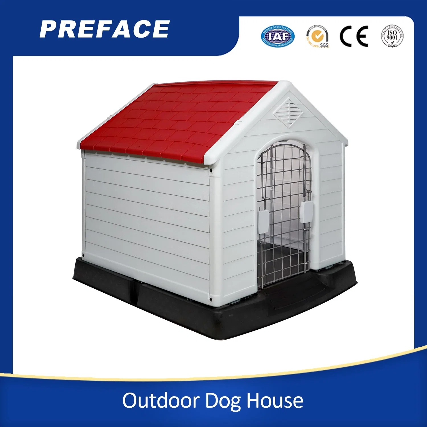 Impermeable y ventilada Pet Dog Kennel All Weather Dog House Casa de Pet Dog de plástico al aire libre