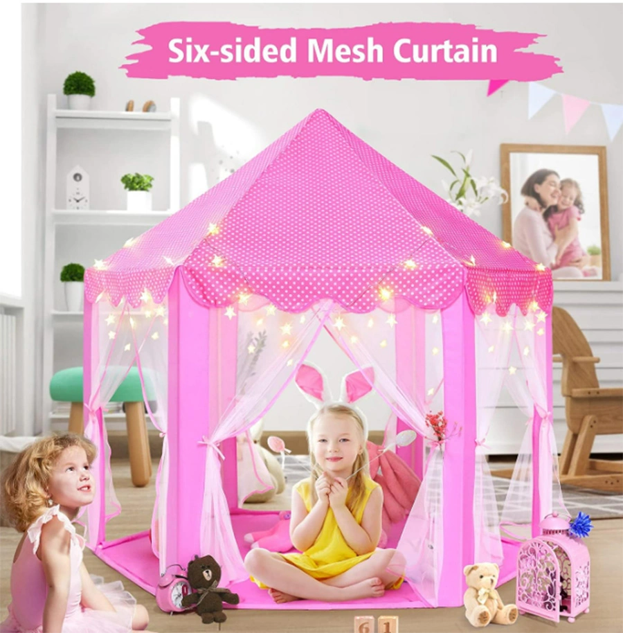 Girls Large Playhouse Play Tent with Star Lights Toy for Indoor and Outdoor Games