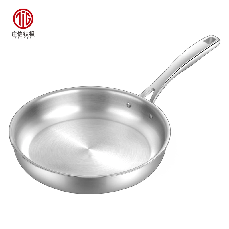 Long Handle Titanium Induction Egg Non-Stick Frying Pan with Glass Lid