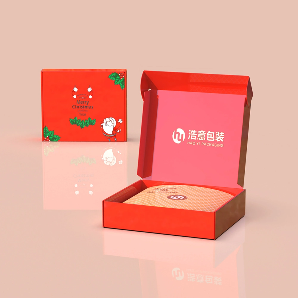 Custom Logo Gift Boxes Luxury Packaging Hot Selling Red Corrugated Paper Food Gift Packaging Box for Christmas Packing Cosmetic Plastic Bottle Shipping Storage