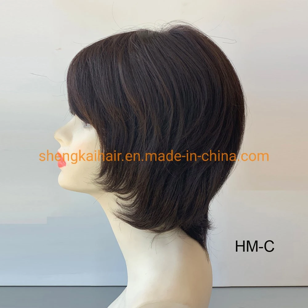 Wholesale/Supplier Premium Quality Short Hair Style Full Handtied Human Hair Synthetic Hair Mix Wig Making Supplies 526