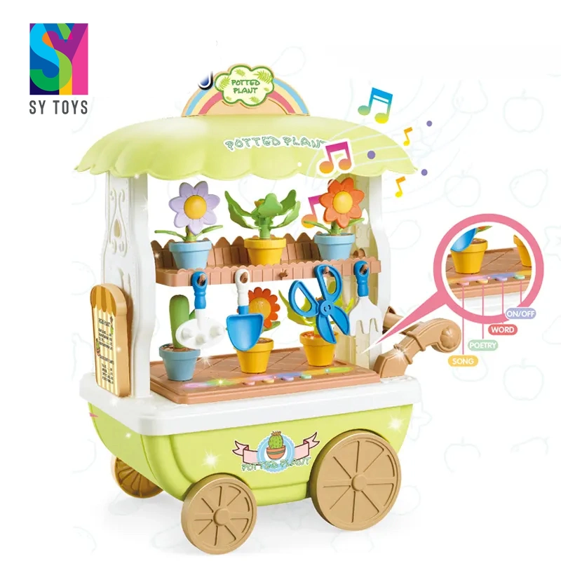 Sy Multifunctional Electric Children Play DIY Garden Flower Trolley Car Toy