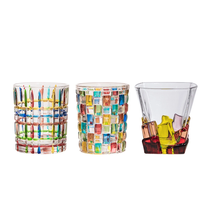 Las copas de vino de color Mayorista/Proveedor Hand-Made pintados de cristal de vidrio tejida Whisky