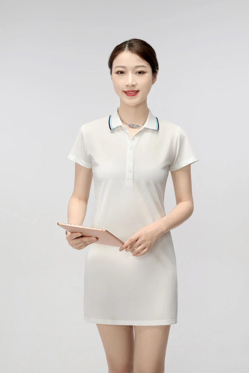 New High-End Fashion Summer Casual Ice Silk Cotton Short-Sleeved Business Polo Skirt