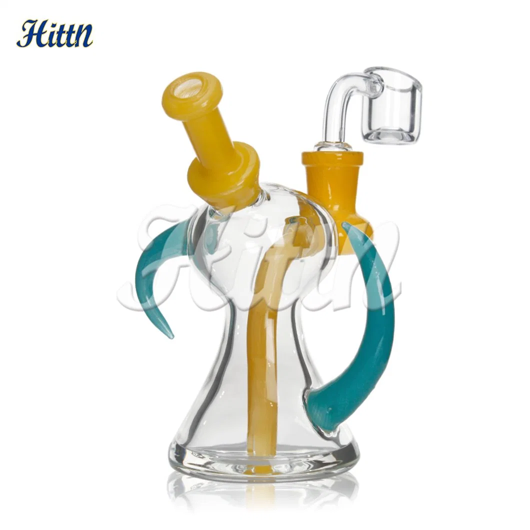 Fábrica Mixed Colors 5,3 pulgadas Horn Design Mini Smoking Pipe 14mm Banger de Cuarzo vidrio tubo de agua aceite DAB Rig