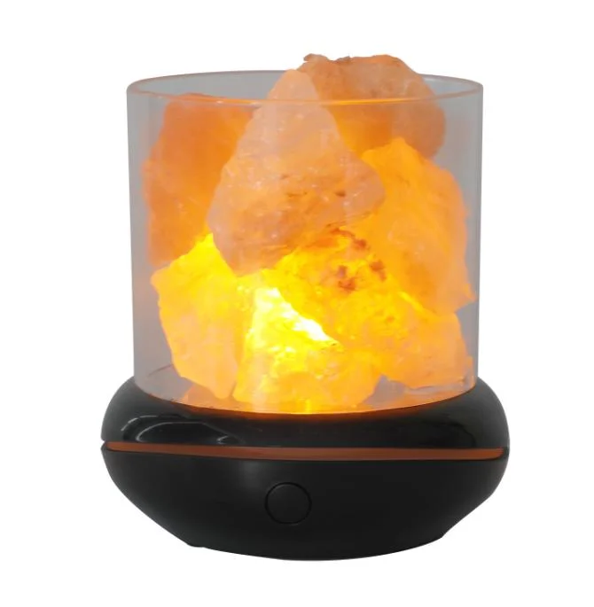 Lámpara de Aceite de Roca Natural Aroma Difusor Himlayan LED USB inalámbrico rosa de los Himalayas Mini Batería recargable de lámparas de sal de roca