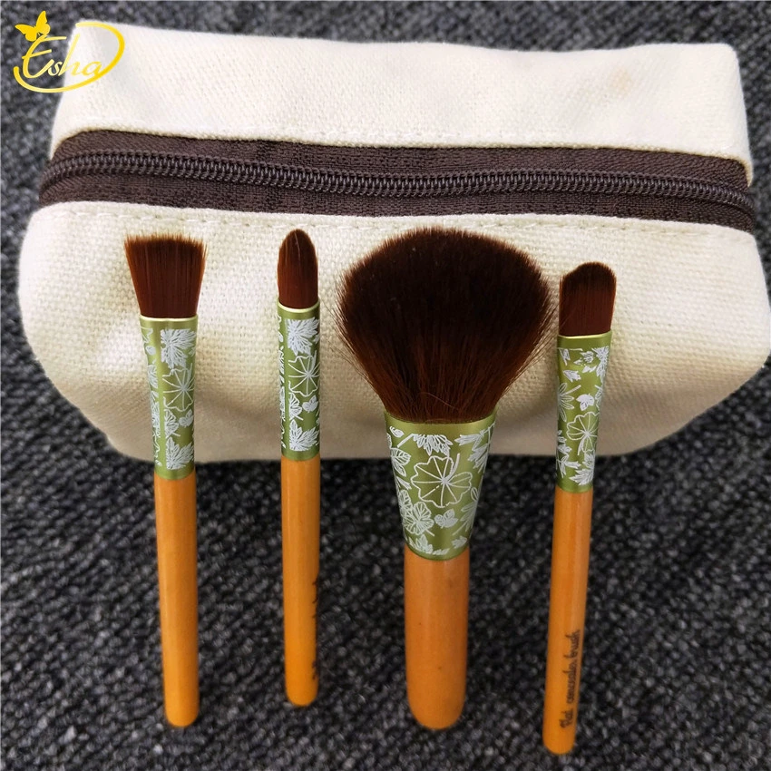 Beauty Makeup Brush Wood Handle Equipment Makeup Accessories 4 PCS Make up Brush Set