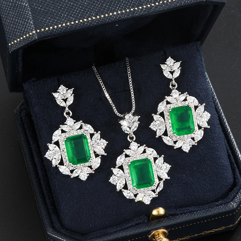 925 Sterling Silver Simulation Paraiba Jewelry Set Fashion Accessories